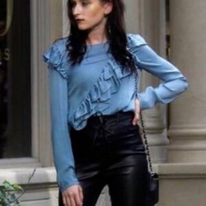 Maje Light Blue Ruffled Blouse NWT